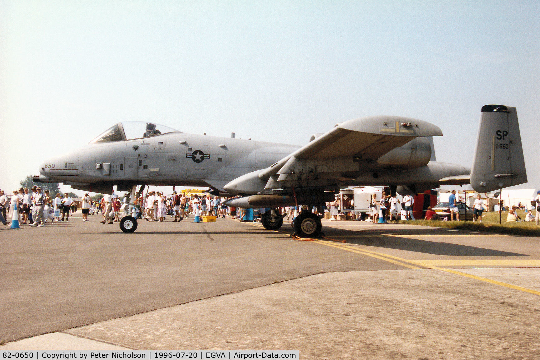 82-0650, 1980 Fairchild Republic A-10A Thunderbolt II C/N A10-0698, A-10A Thunderbolt of Spangdahlem's 81st Fighter Squadron/52nd Fighter Wing on display at the 1996 Royal Intnl Air Tattoo at RAF Fairford.