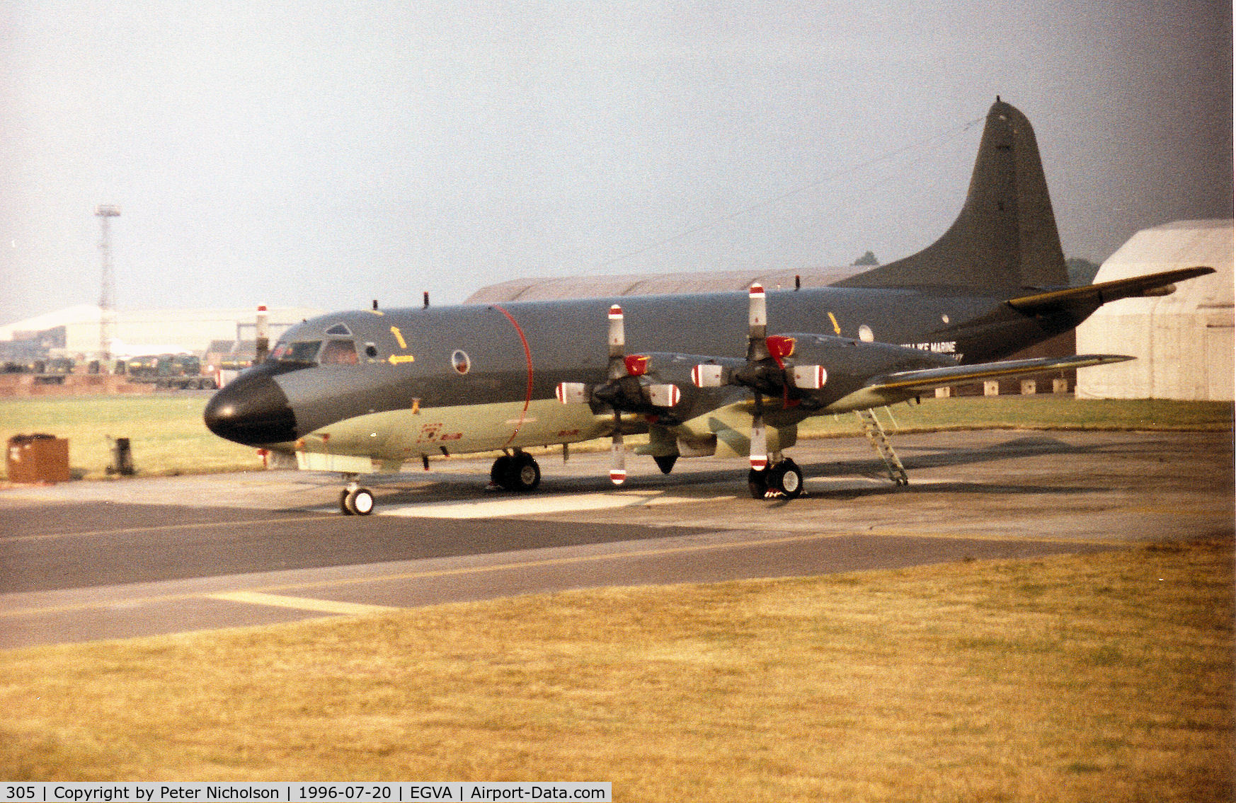 305, 1982 Lockheed P-3C Orion C/N 285A-5754, P-3C of the Royal Netherlands Navy on the flight-line at the 1996 Royal Intnl Air Tattoo at RAF Fairford.