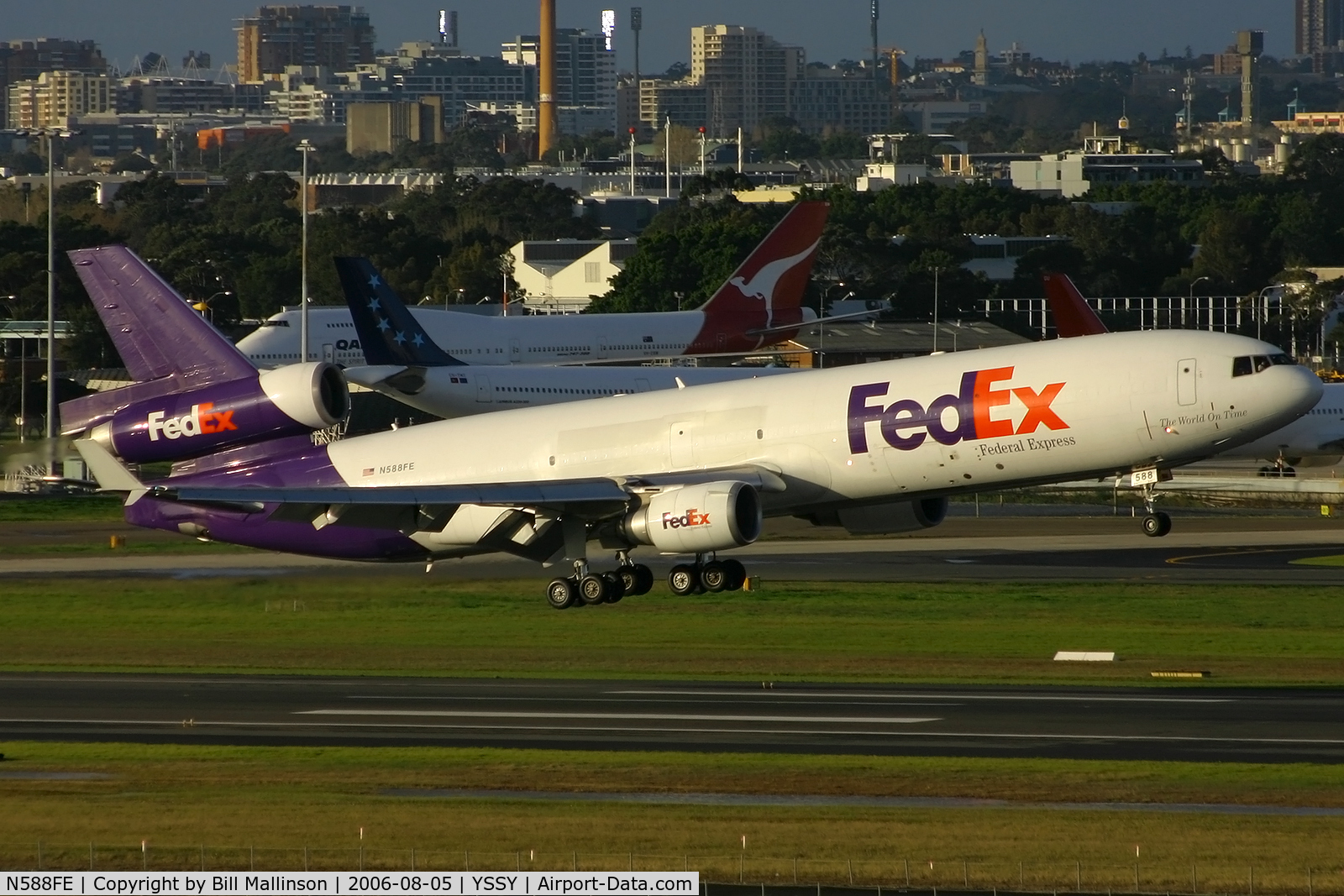 N588FE, 1992 McDonnell Douglas MD-11F C/N 48490, nearly on 16R