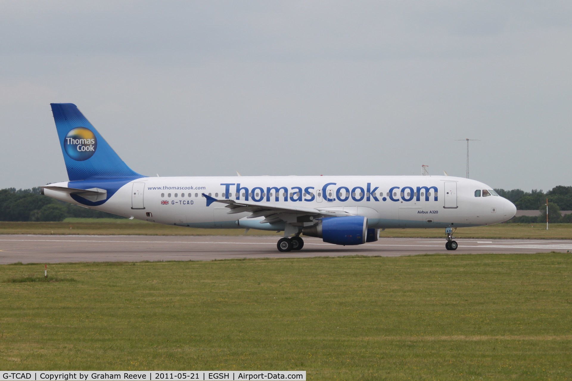 G-TCAD, 2003 Airbus A320-214 C/N 2114, About to depart.