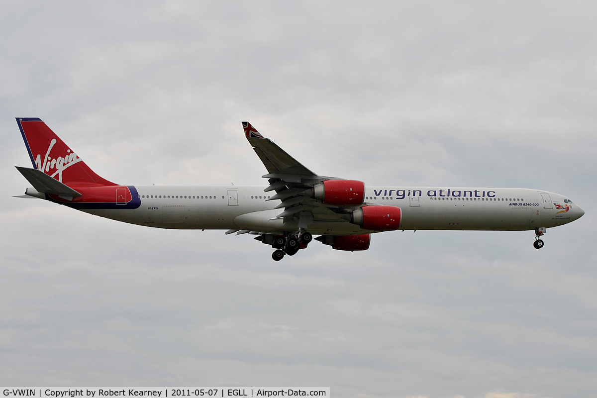 G-VWIN, 2006 Airbus A340-642 C/N 736, On short finals for r/w 9L
