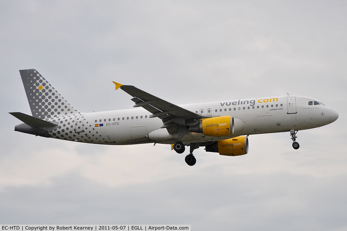EC-HTD, 2001 Airbus A320-214 C/N 1550, On short finals for r/w 9L