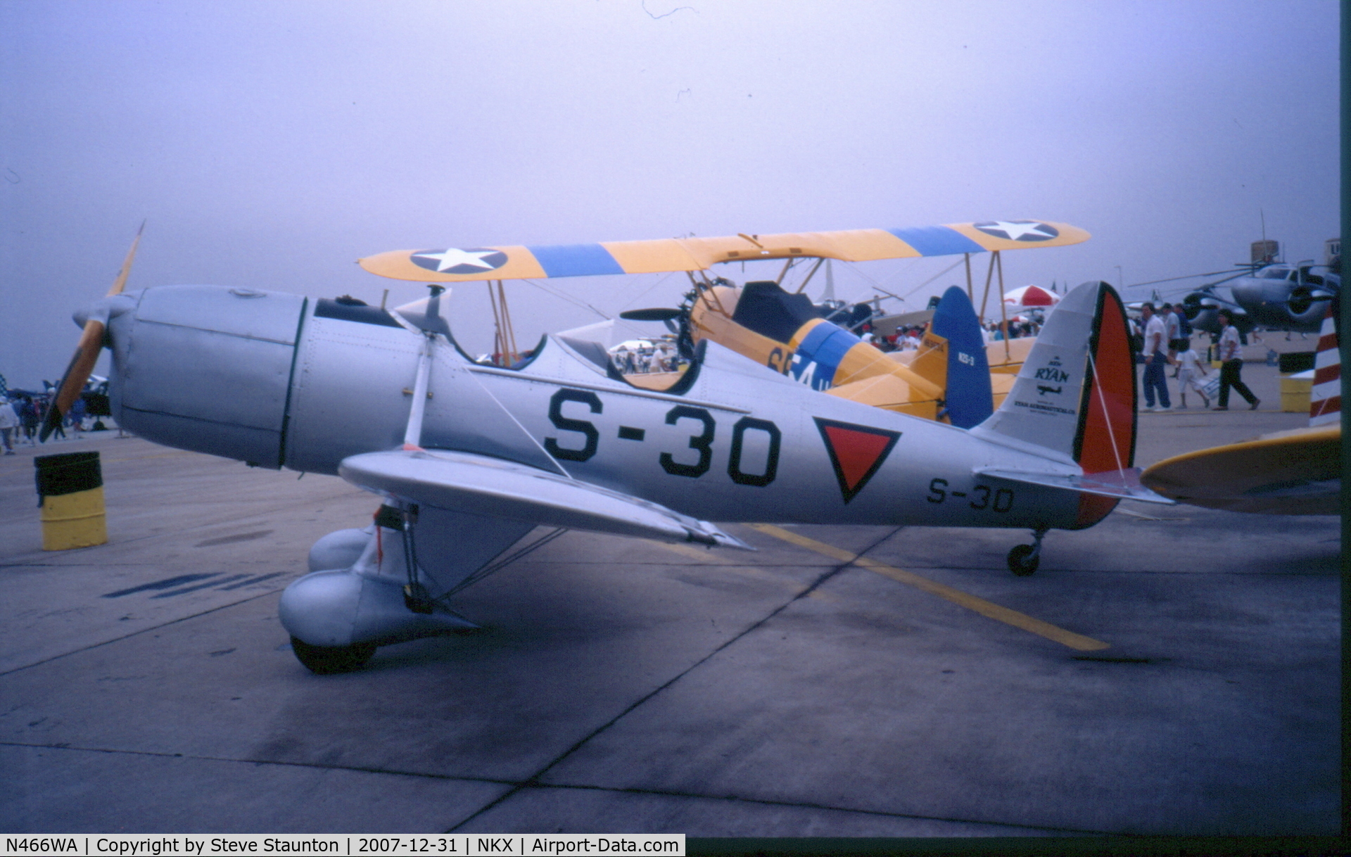 N466WA, 1940 Ryan STM-S2 C/N 466, Taken at NAS Miramar Airshow in 1988 (scan of a slide) 