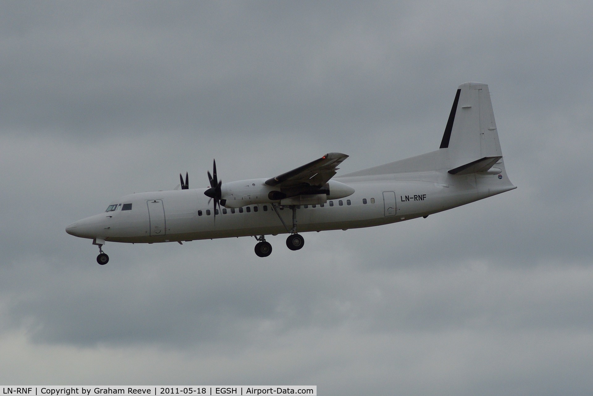 LN-RNF, 1990 Fokker 50 C/N 20183, About to touch down.