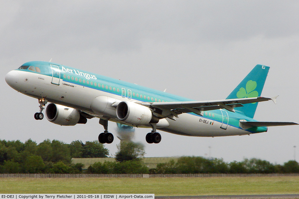 EI-DEJ, 2005 Airbus A320-214 C/N 2364, Aer Lingus A320 lifts off from Dublin