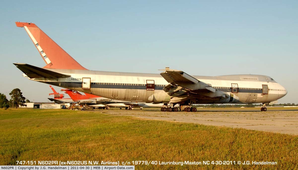 N602PR, 1970 Boeing 747-151 C/N 19779, Charlotte Aircraft Corp at Laurinburg-Maxton NC