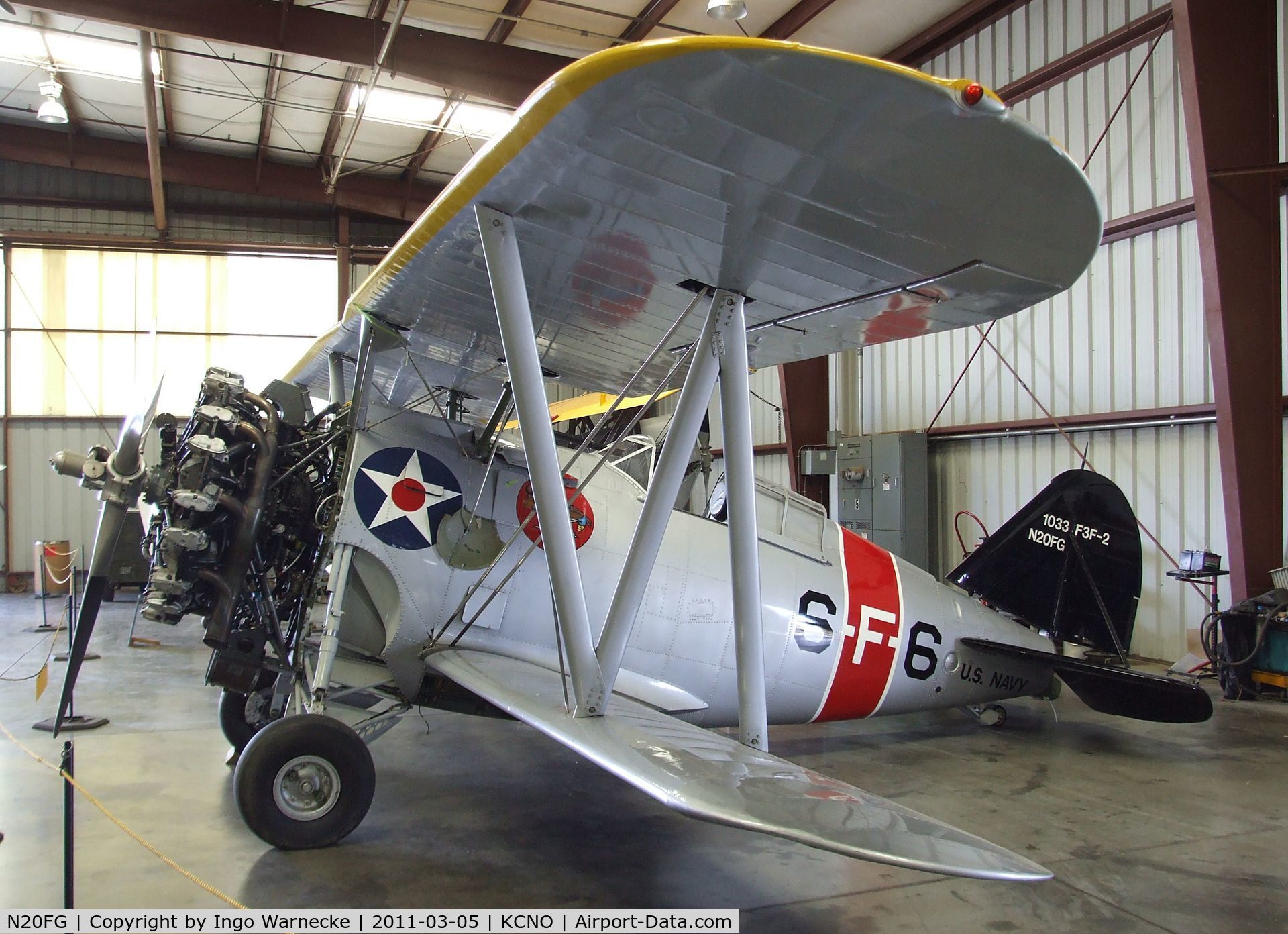 N20FG, 1938 Grumman F3F-2 C/N 1033, Grumman F3F-2 at the Planes of Fame Air Museum, Chino CA