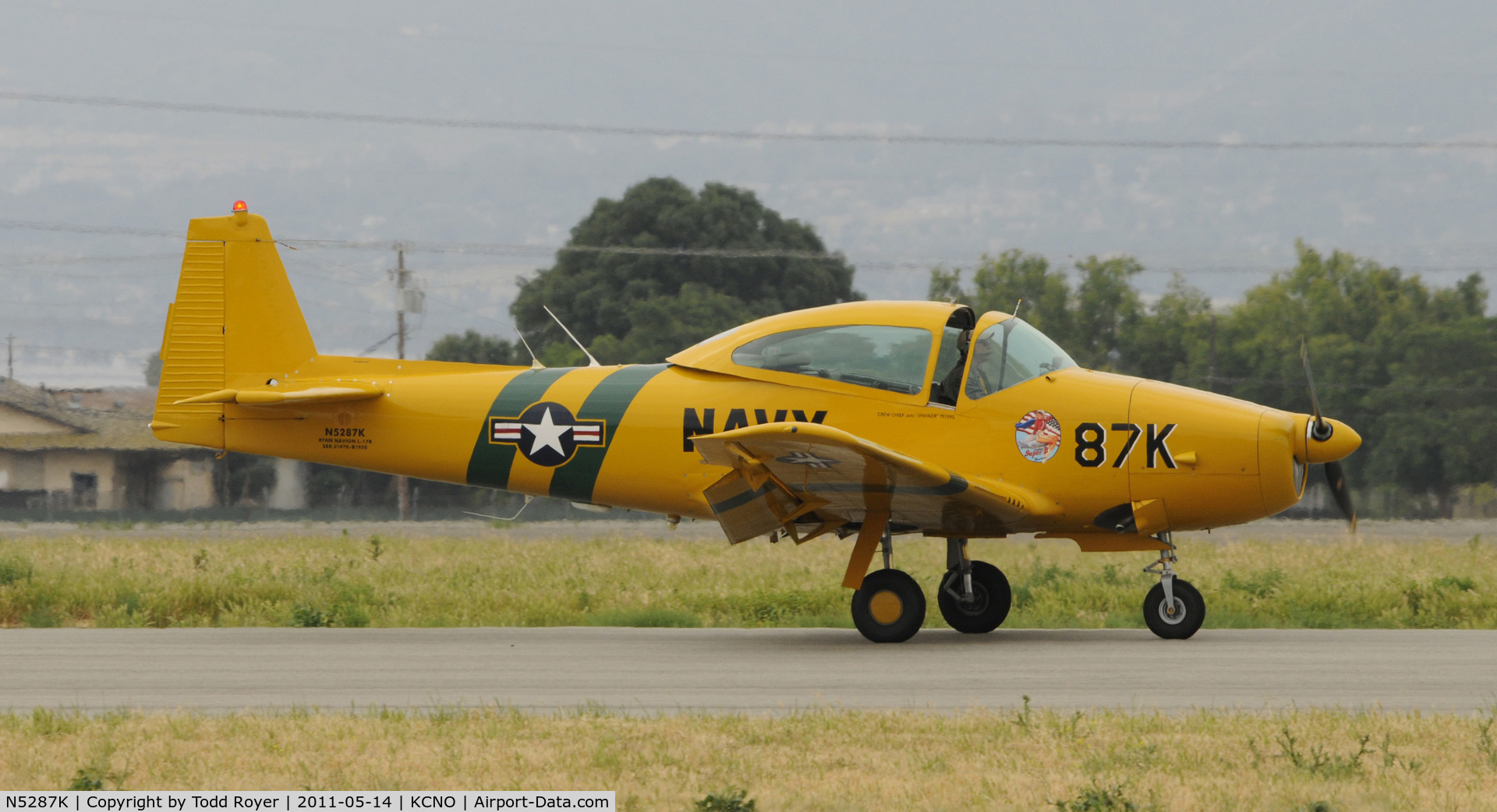 N5287K, 1950 Ryan Navion B C/N NAV-4-2187B, Landing at Chino