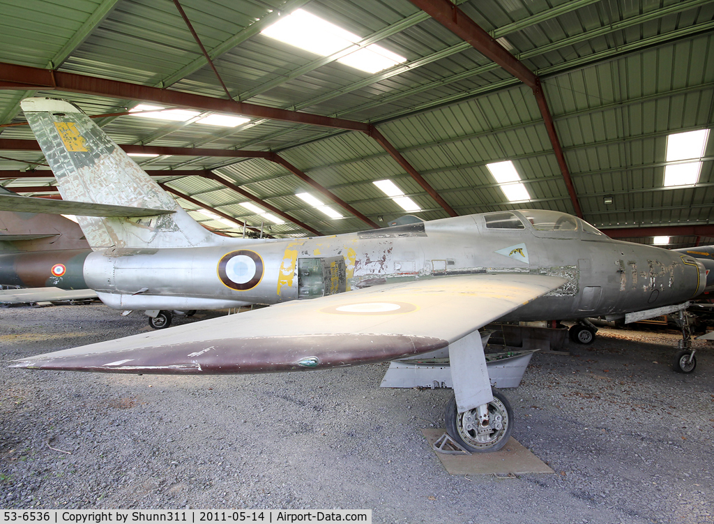 53-6536, 1953 Republic F-84F-61-RE Thunderstreak C/N 3/1956, Preserved @ Albert Museum in basic French Air Force c/s with also Belgium Air Force c/s... Ex. BAF as FU-76