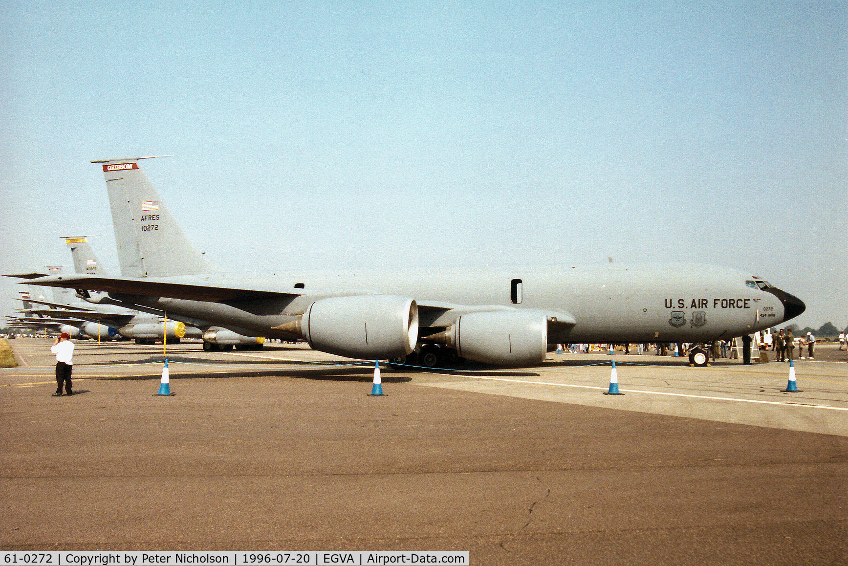 61-0272, 1961 Boeing KC-135R Stratotanker C/N 18179, KC-135R Stratotanker of 434th Air Refuelling Wing at Grissom AFB on display at the 1996 Royal Intnl Air Tattoo at RAF Fairford.