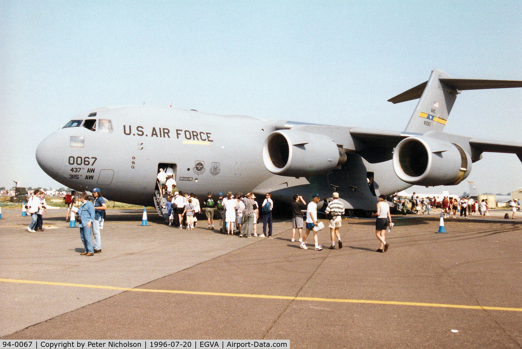 94-0067, 1994 McDonnell Douglas C-17A Globemaster III C/N 50027/F-26, C-17A Globemaster of 437th Airlift Wing at Charleston AFB on display at the 1996 Royal Intnl Air Tattoo at RAF Fairford.