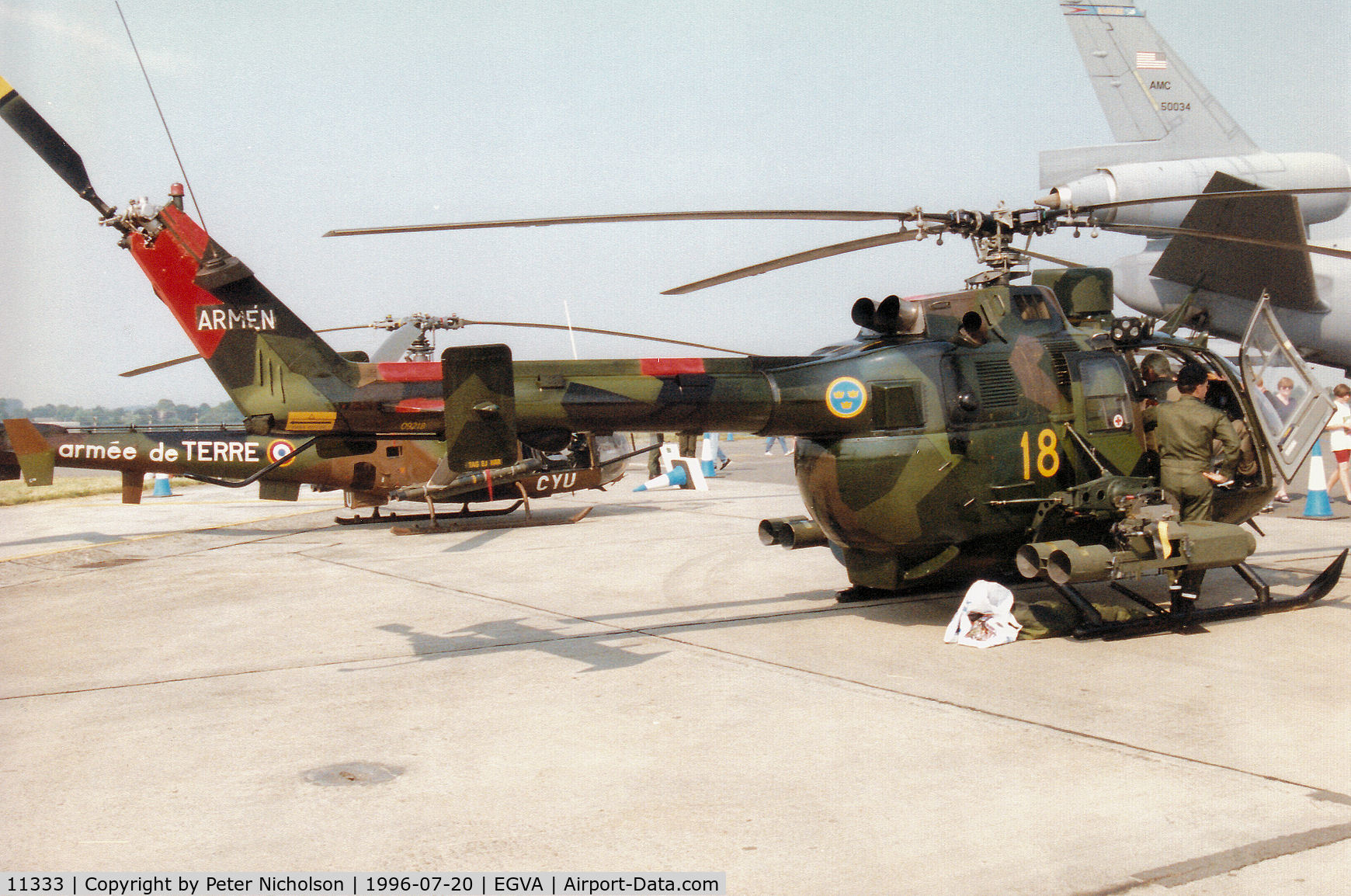 11333, Agusta Hkp11 (AB-412SP) C/N 25803, Hkp.11 of the Royal Swedish Army on display at the 1996 Royal Intnl Air Tattoo at RAF Fairford.