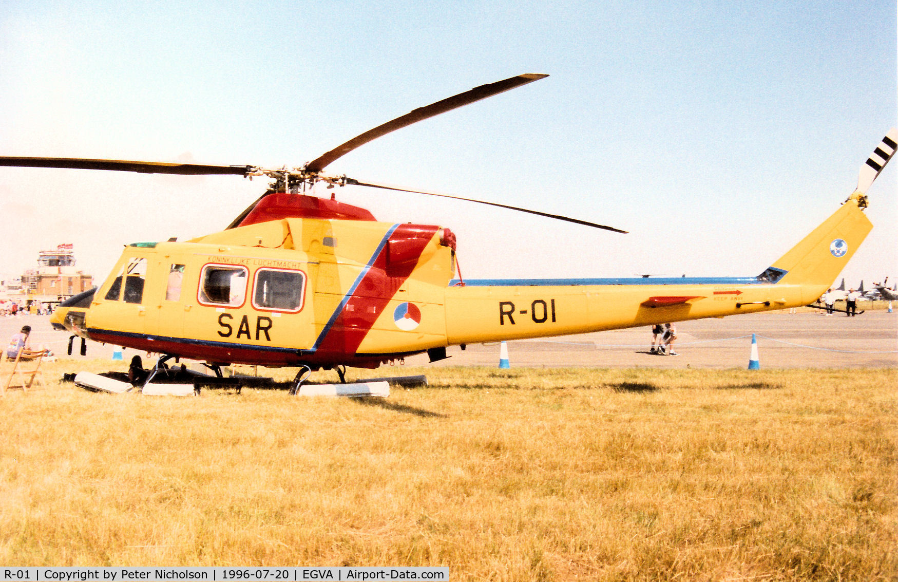 R-01, Agusta AB-412SP C/N 25630, AB-412SP of the Royal Netherlands Air Forces Search & Rescue Flight on display at the 1996 Royal Intnl Air Tattoo at RAF Fairford.