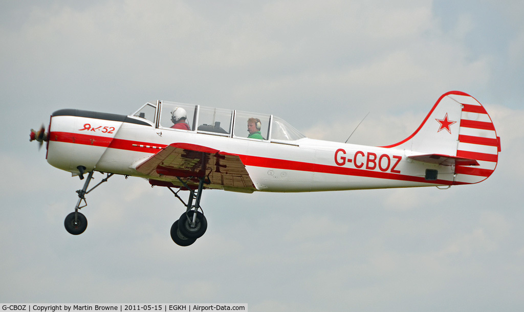 G-CBOZ, 1981 Bacau Yak-52 C/N 811308, SHOT AT HEADCORN