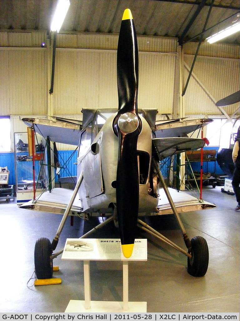 G-ADOT, De Havilland DH.87B Hornet Moth C/N 8027, preserved at the de Havilland Aircraft Heritage Centre, London Colney