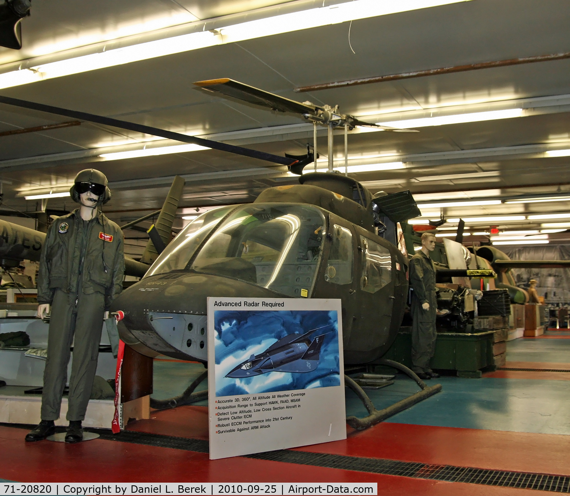 71-20820, 1971 Bell OH-58A Kiowa C/N 41681, On display in the main building of the Russell Military Museum.