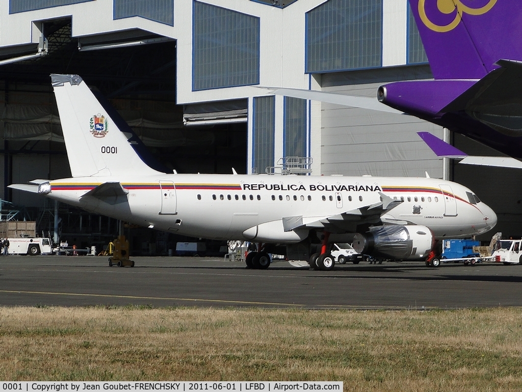 0001, 2001 Airbus ACJ319 (A319-133/CJ) C/N 1468, REPUBLICA BOLIVARIANA
