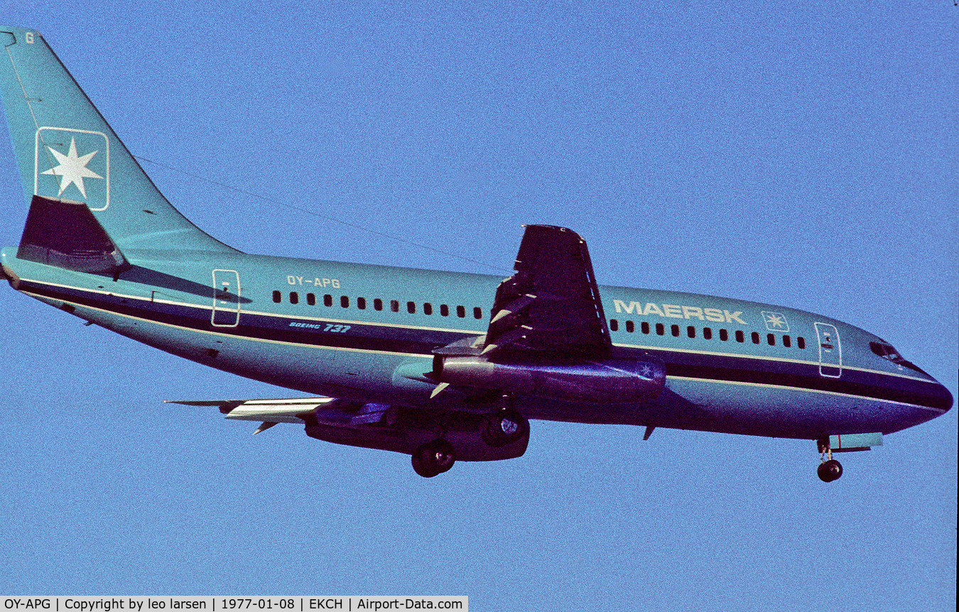 OY-APG, 1976 Boeing 737-2L9 C/N 21278, Landing i CPH 8.1.77