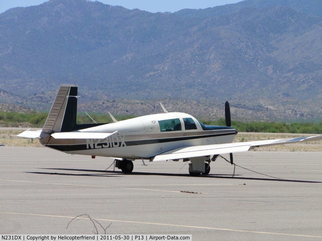 N231DX, 1979 Mooney M20K C/N 25-0174, Parked and tied down