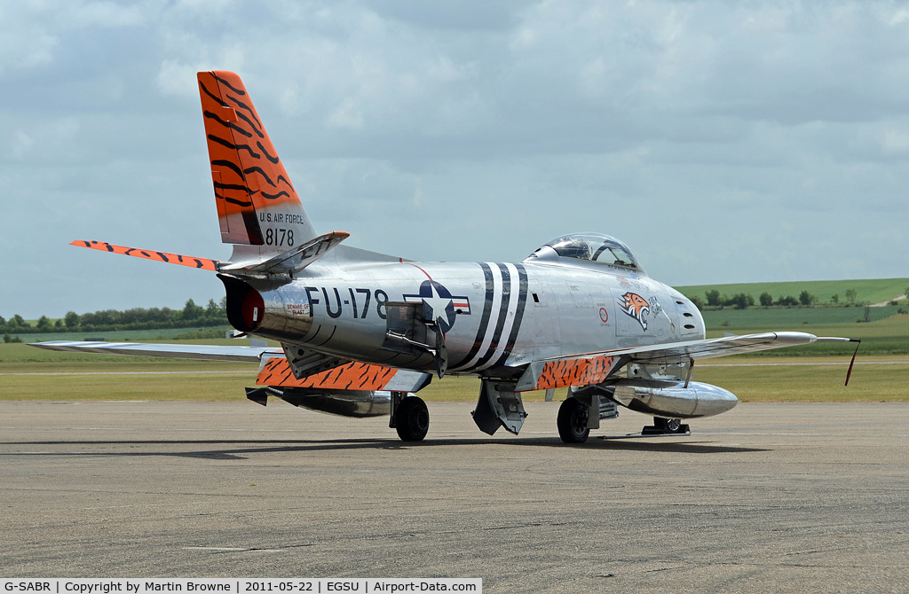 G-SABR, 1948 North American F-86A Sabre C/N 151-083 (151-43547), IN TIGER MEET COLOURS AT DUXFORD.