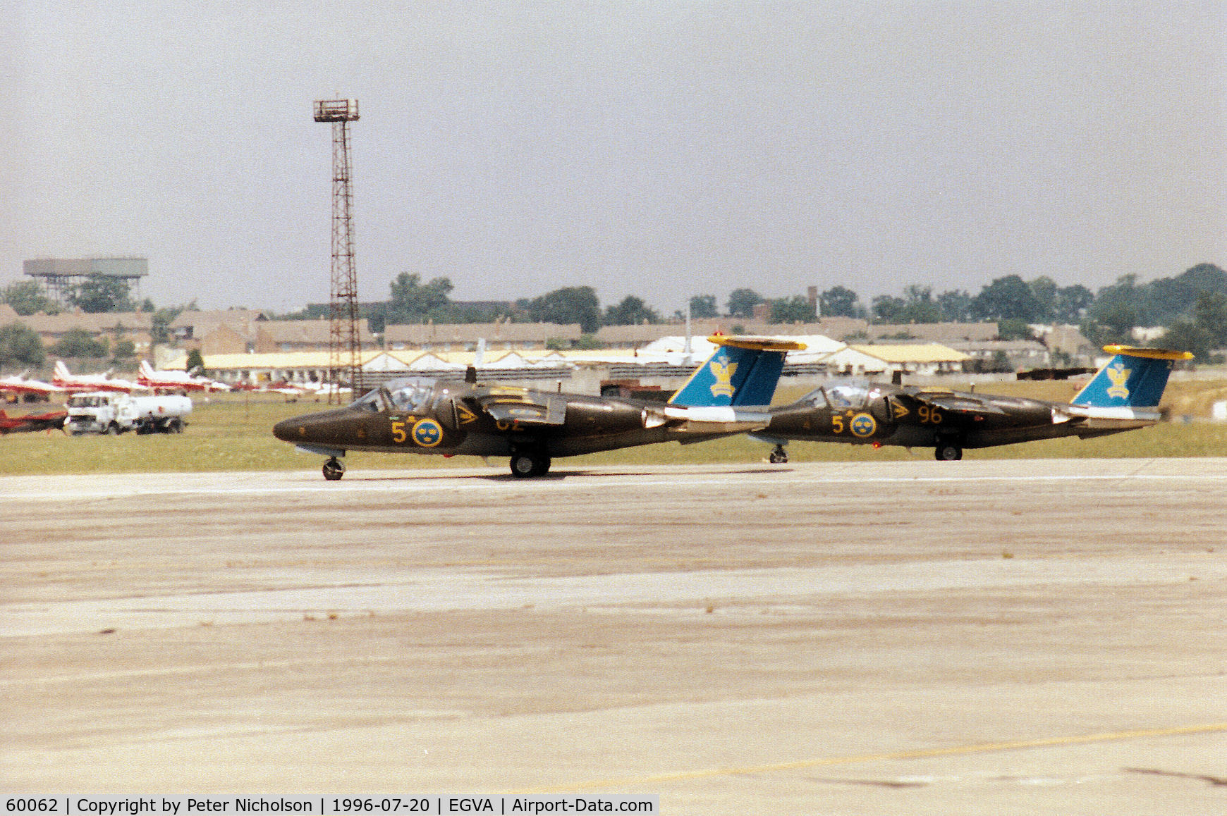 60062, Saab Sk.60A C/N 60062, Sab Sk.60A of the Royal Swedish Air Force's Team 60 display team with companion 60096 preparing for take-off at the 1996 Royal Intnl Air Tattoo at RAF Fairford.