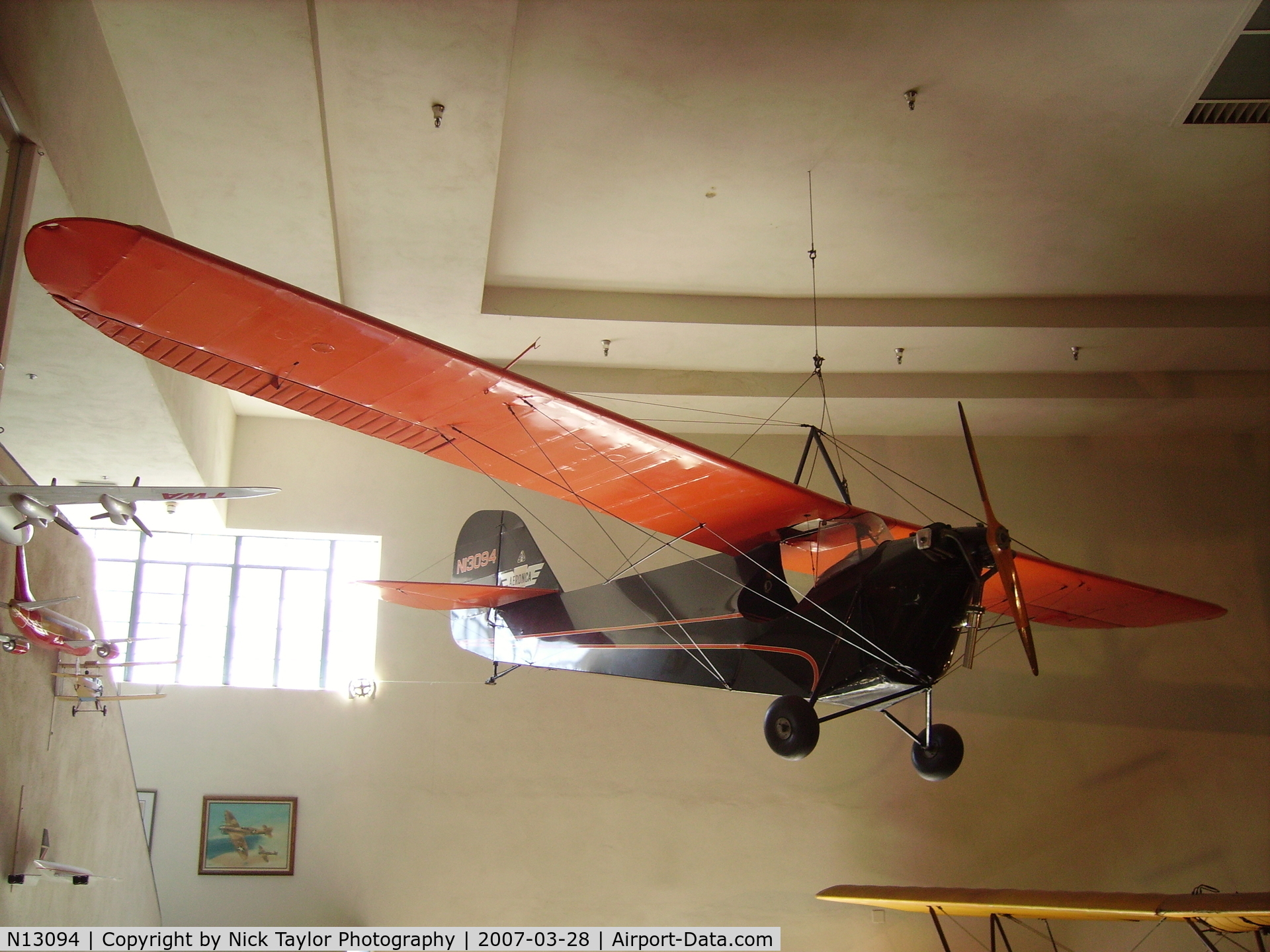 N13094, 1933 Aeronca C-3 C/N A258, Hanging in the San Diego Air & Space Museum