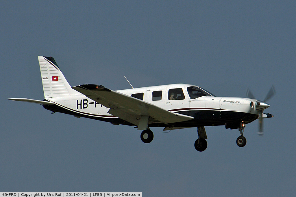 HB-PRD, 2005 Piper PA-32R-301T Turbo Saratoga C/N 3257364, Pipeer PA-32R-301T Saratoga II landing at Basel rwy 15 from a local ¨flight