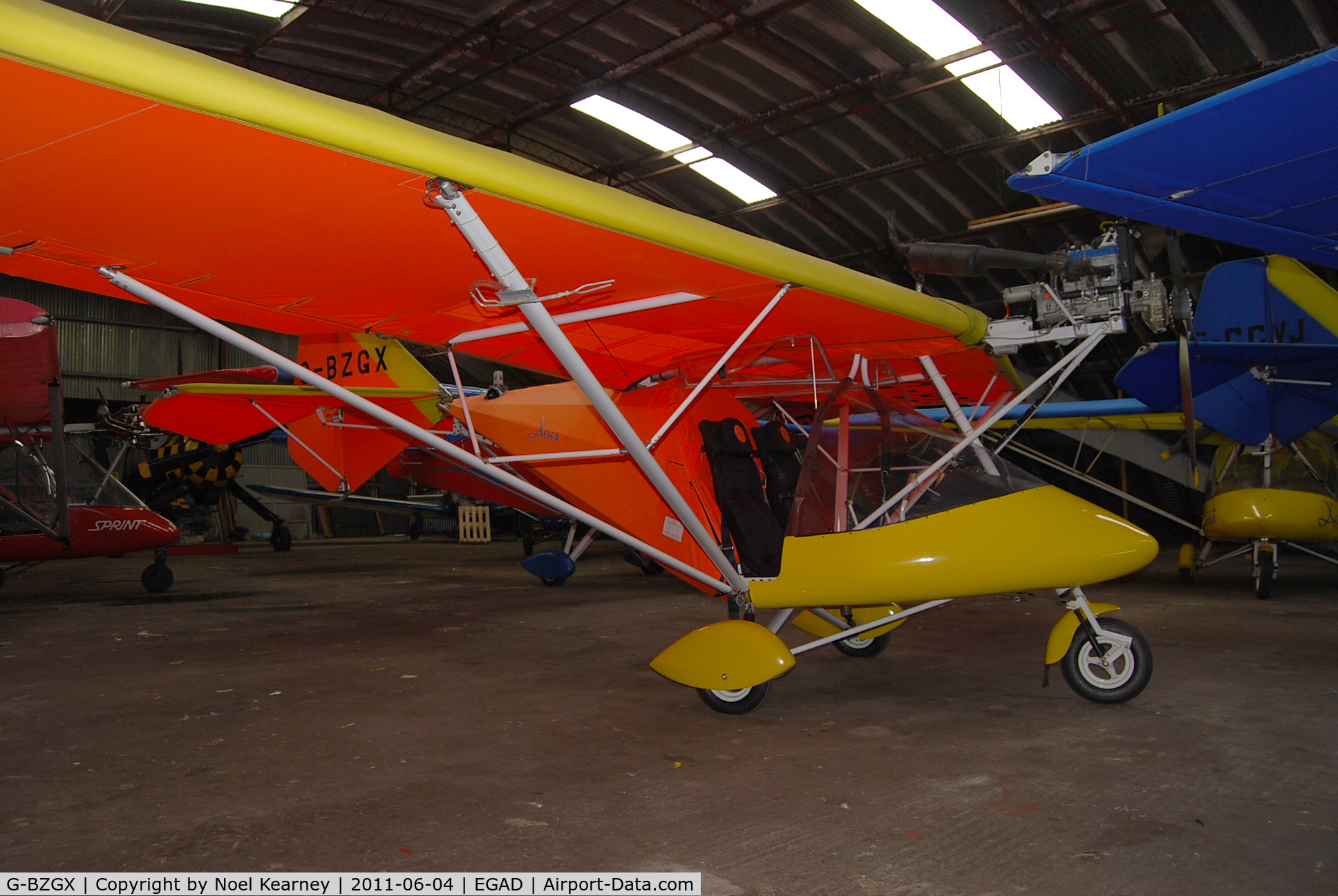 G-BZGX, 2002 X'Air 582(6) C/N BMAA/HB/099, In the hanger at Newtownards during Fly-in 2011.