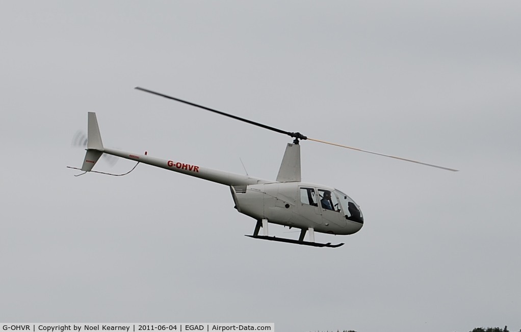 G-OHVR, 2003 Robinson R44 II C/N 10212, Departing from the Newtownards Airfield 04-06-2011.