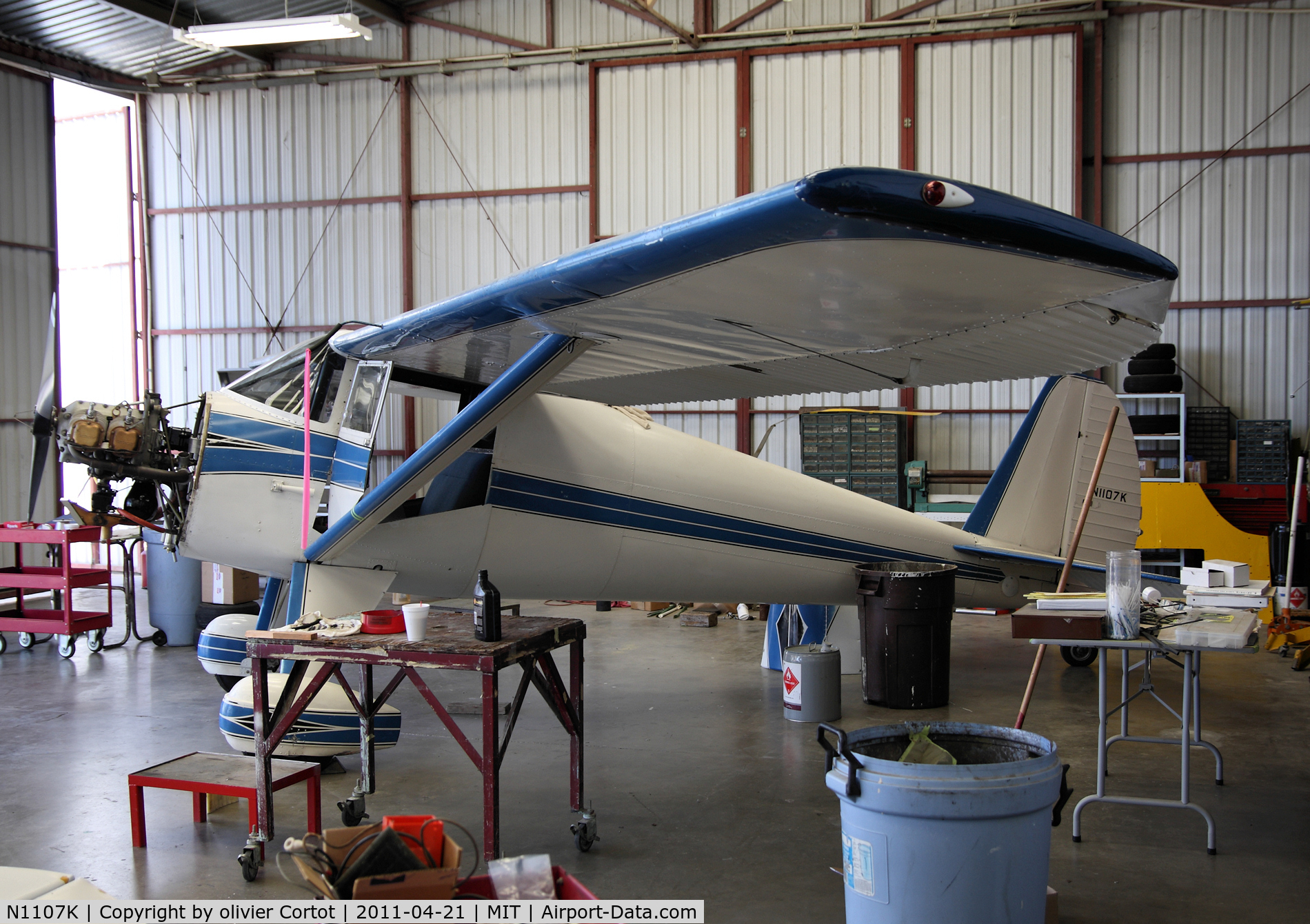 N1107K, 1946 Luscombe 8A C/N 3834, Under maintenance at Shafter, CA
