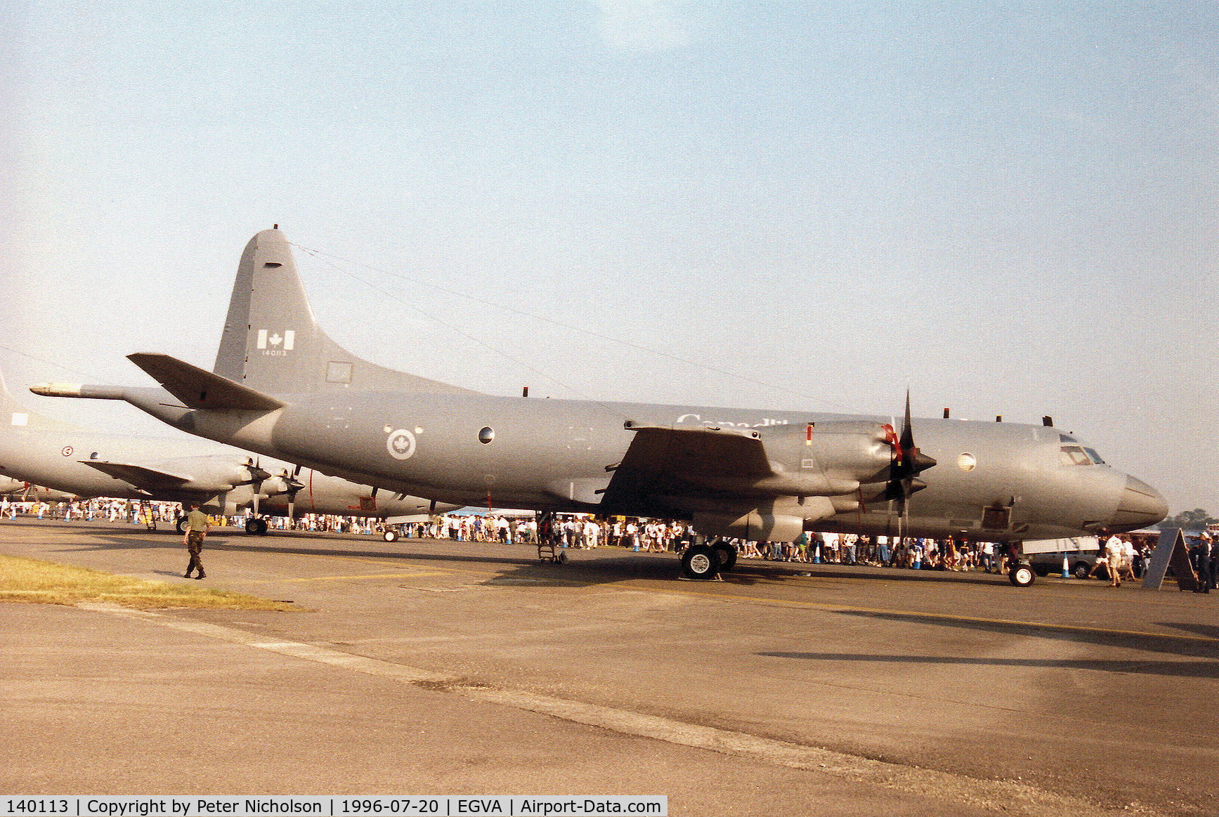 140113, Lockheed CP-140 Aurora C/N 285B-5717, CP-140 Aurora of 14 Wing Canadian Armed Forces on display at the 1996 Royal Intnl Air Tattoo at RAF Fairford.
