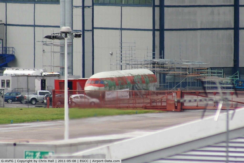 G-AVFG, 1968 Hawker Siddeley HS-121 Trident 2E C/N 2146, Forward section of HS Trident used as a Fire cabin trainer at Manchester airport