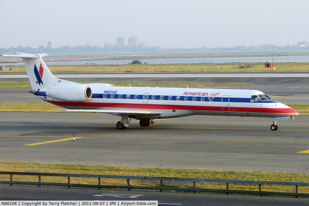 N801AE, 2001 Embraer ERJ-140LR (EMB-135KL) C/N 145469, 2001 Embraer EMB-135KL, c/n: 145469 taxying for departure from New York JFK