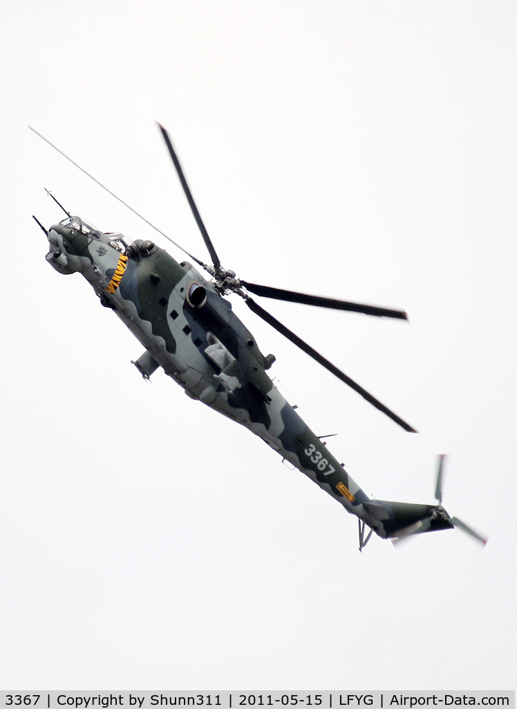 3367, 2005 Mil Mi-35 Hind E C/N 203367, On demo flight during LFYG Airshow 2011