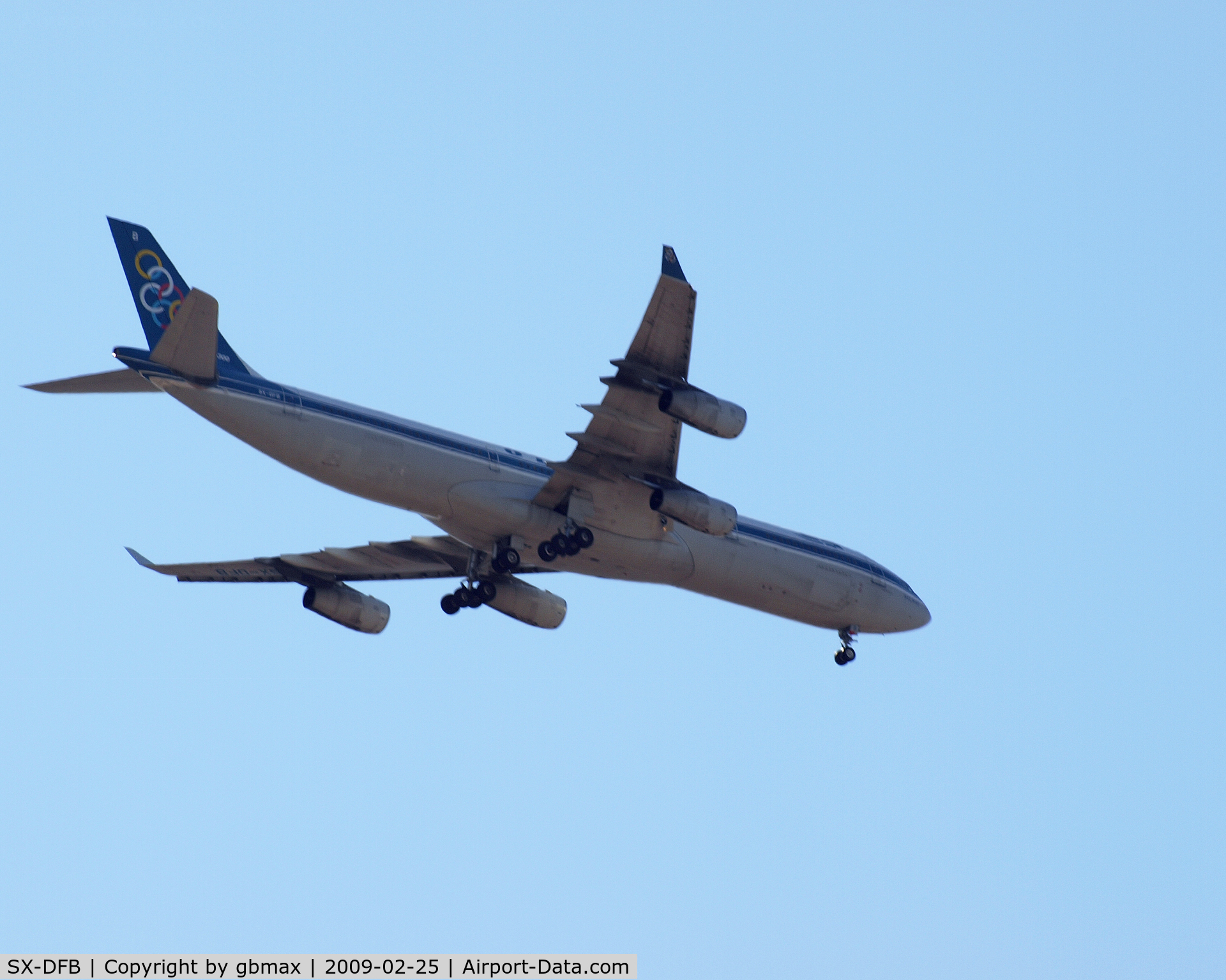 SX-DFB, 1999 Airbus A340-313X C/N 239, Flying @ ~3,500 feet high, going to a landing at JFK