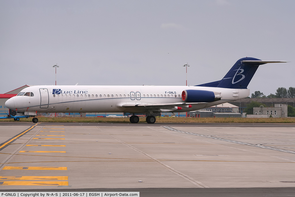 F-GNLG, 1991 Fokker 100 (F-28-0100) C/N 11363, Being towed back to Northside Storage