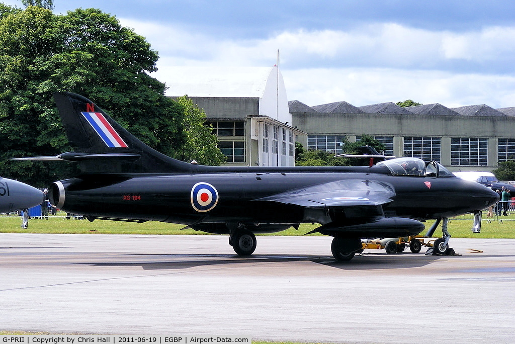 G-PRII, 1955 Hawker Hunter PR.11 C/N 41H-670690, parked on the flight line prior to its display at the Cotswold Airshow