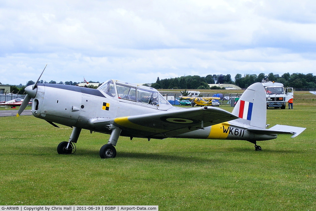 G-ARWB, 1952 De Havilland DHC-1 Chipmunk 22A C/N C1/0621, on static display at the Cotswold Airshow