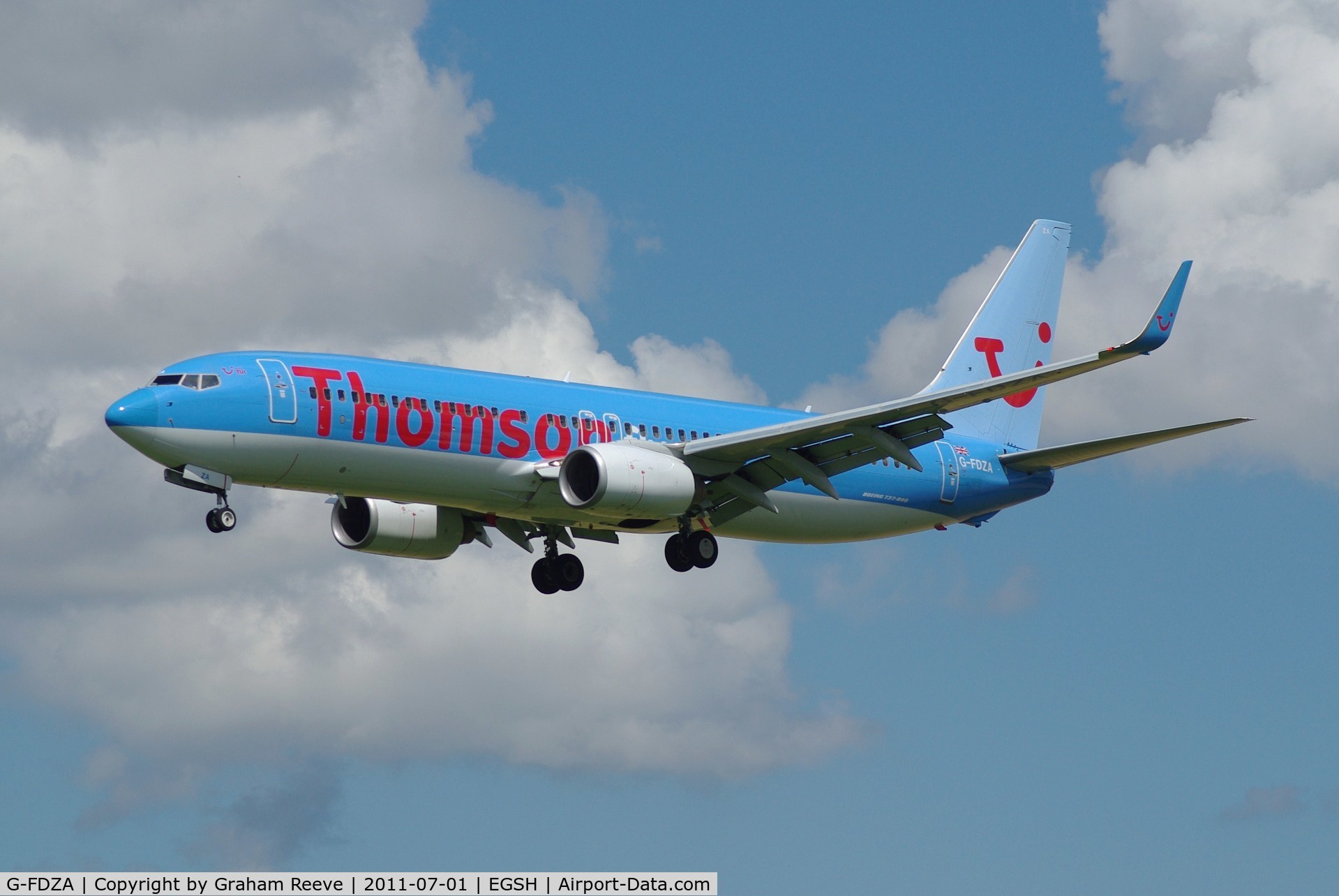 G-FDZA, 2007 Boeing 737-8K5 C/N 35134, About to touch down.