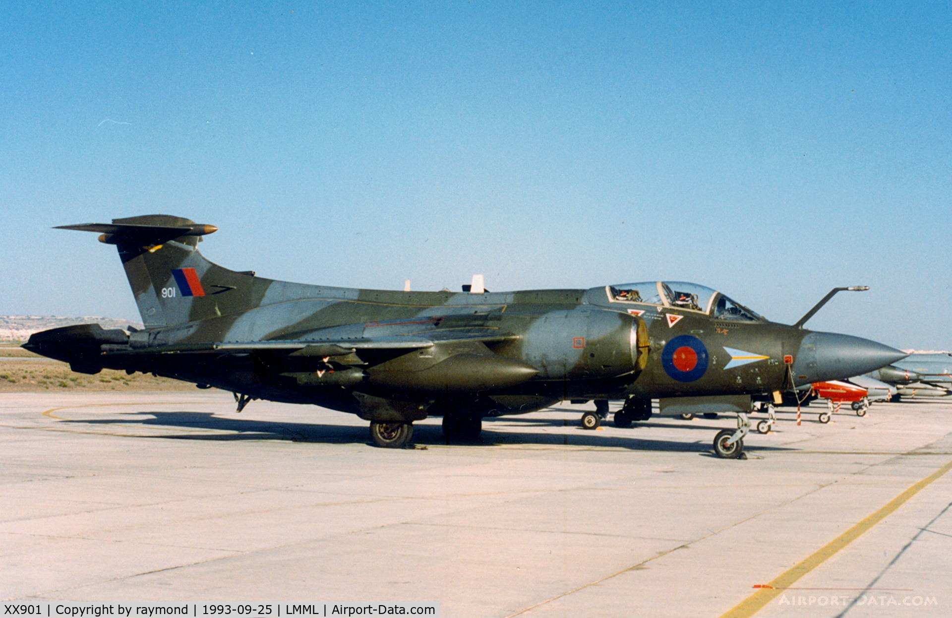XX901, 1977 Hawker Siddeley Buccaneer S.2B C/N B3-06-75, Buccaneer XV901 208 Sqd RAF. This Bucc seen back in Malta in the first edition of the Malta International Airshow in 1993 after the British Forces withdrawn from their Malta Base on 31 March 1979. It was very nice indeed to see a Buccaneer back here!!