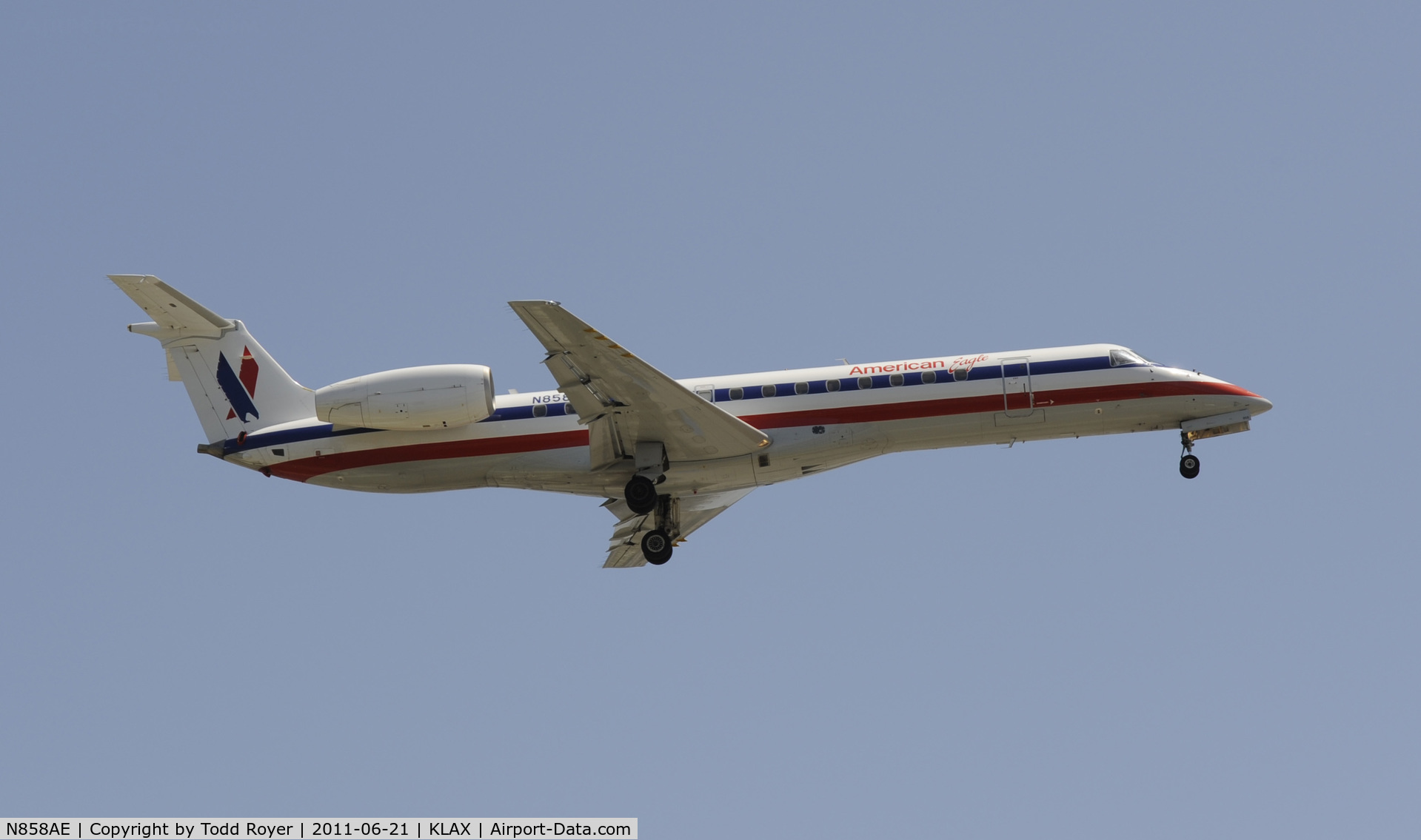 N858AE, 2003 Embraer ERJ-140LR (EMB-135KL) C/N 145754, Landing at LAX