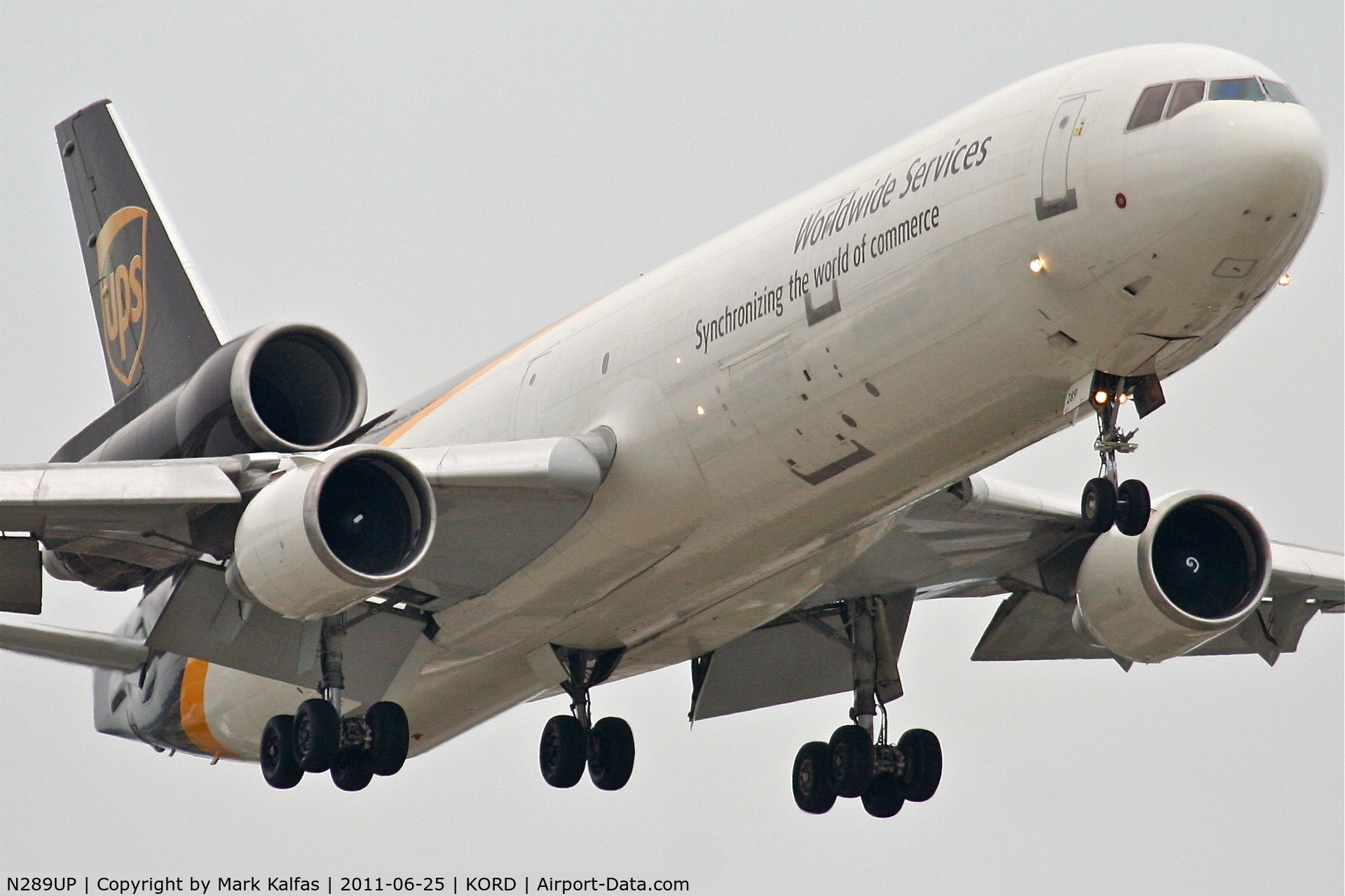 N289UP, 1992 McDonnell Douglas MD-11F C/N 48455, United Parcel Service Mcdonnell Douglas MD-11F, UPS1540 arriving from Cologne Bonn - EDDK, RWY 14R approach KORD.