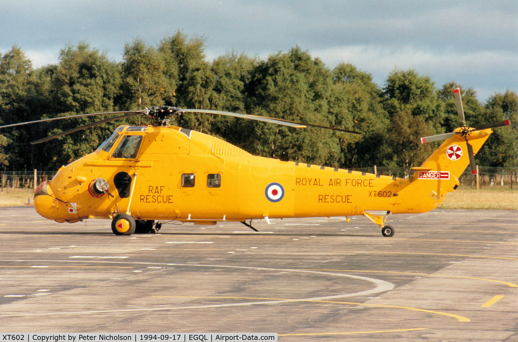 XT602, 1966 Westland Wessex HAR.2 C/N WA529, Wessex HAR.2 of B Flight 22 Squadron on display at the 1994 RAF Leuchars Airshow.