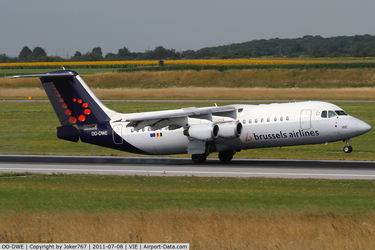 OO-DWE, 1998 British Aerospace Avro 146-RJ100 C/N E3327, Brussels Airlines