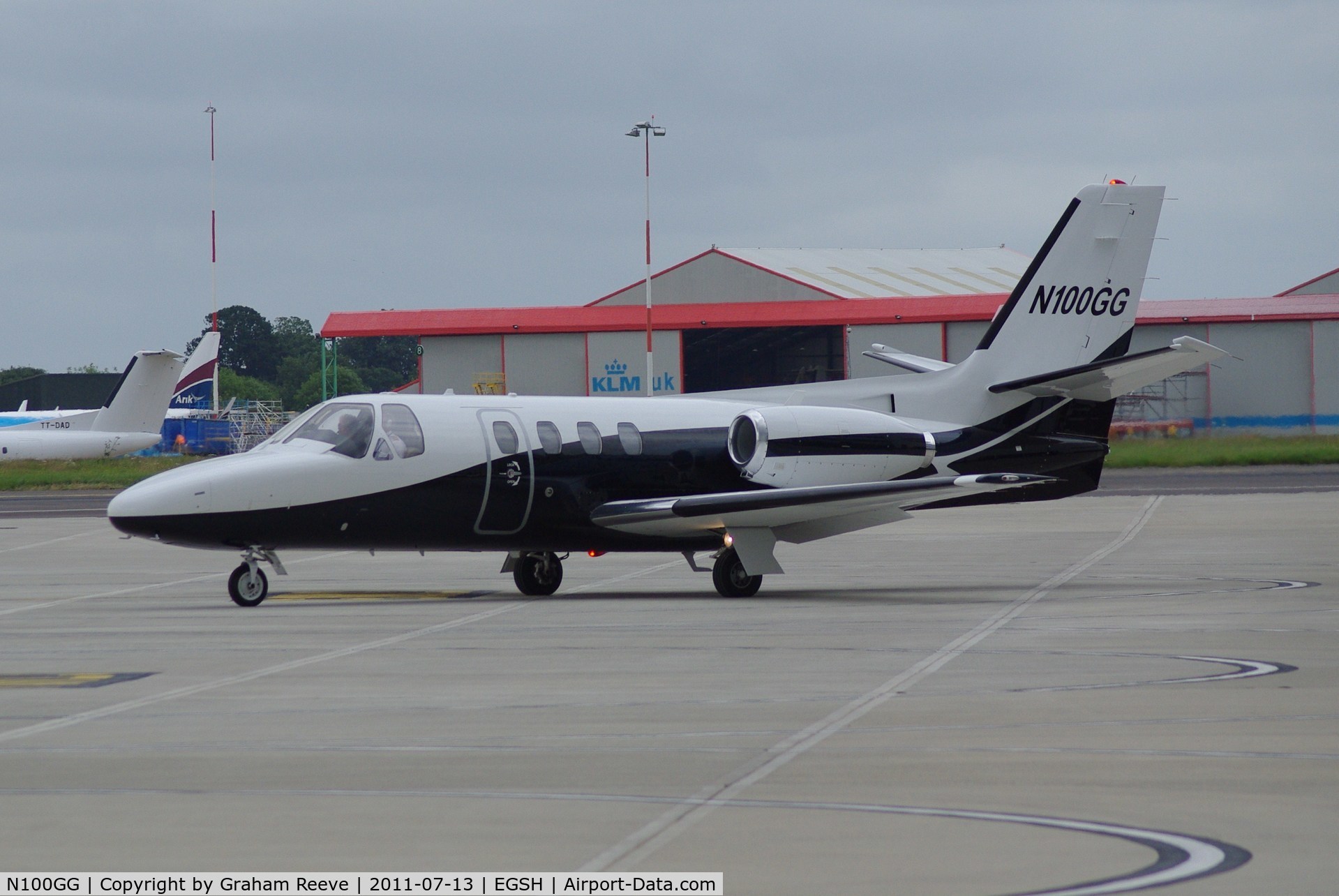 N100GG, 1977 Cessna 501 Citation I/SP C/N 501-0020, Just arrived at Norwich.