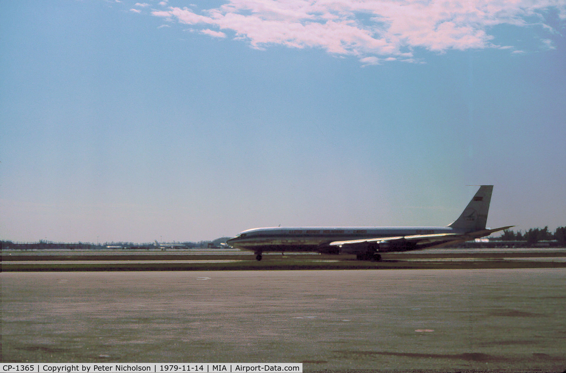 CP-1365, 1963 Boeing 707-323C C/N 18692, Boeing 707-323C of LAB Cargo as seen at Miami International in November 1979.