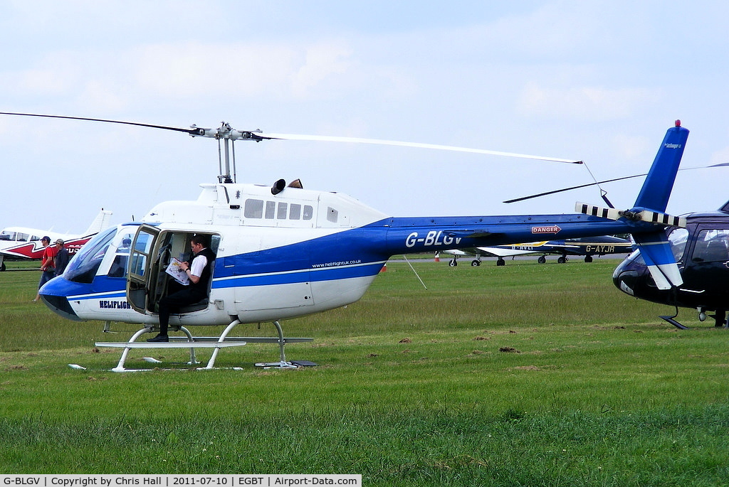 G-BLGV, 1973 Bell 206B JetRanger II C/N 982, being used for ferrying race fans to the British F1 Grand Prix at Silverstone