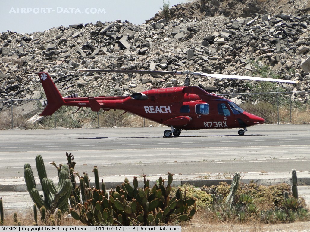 N73RX, 1980 Bell 222 C/N 47033, Parked west of N38RX (Upland Fire 1) on the southwest side