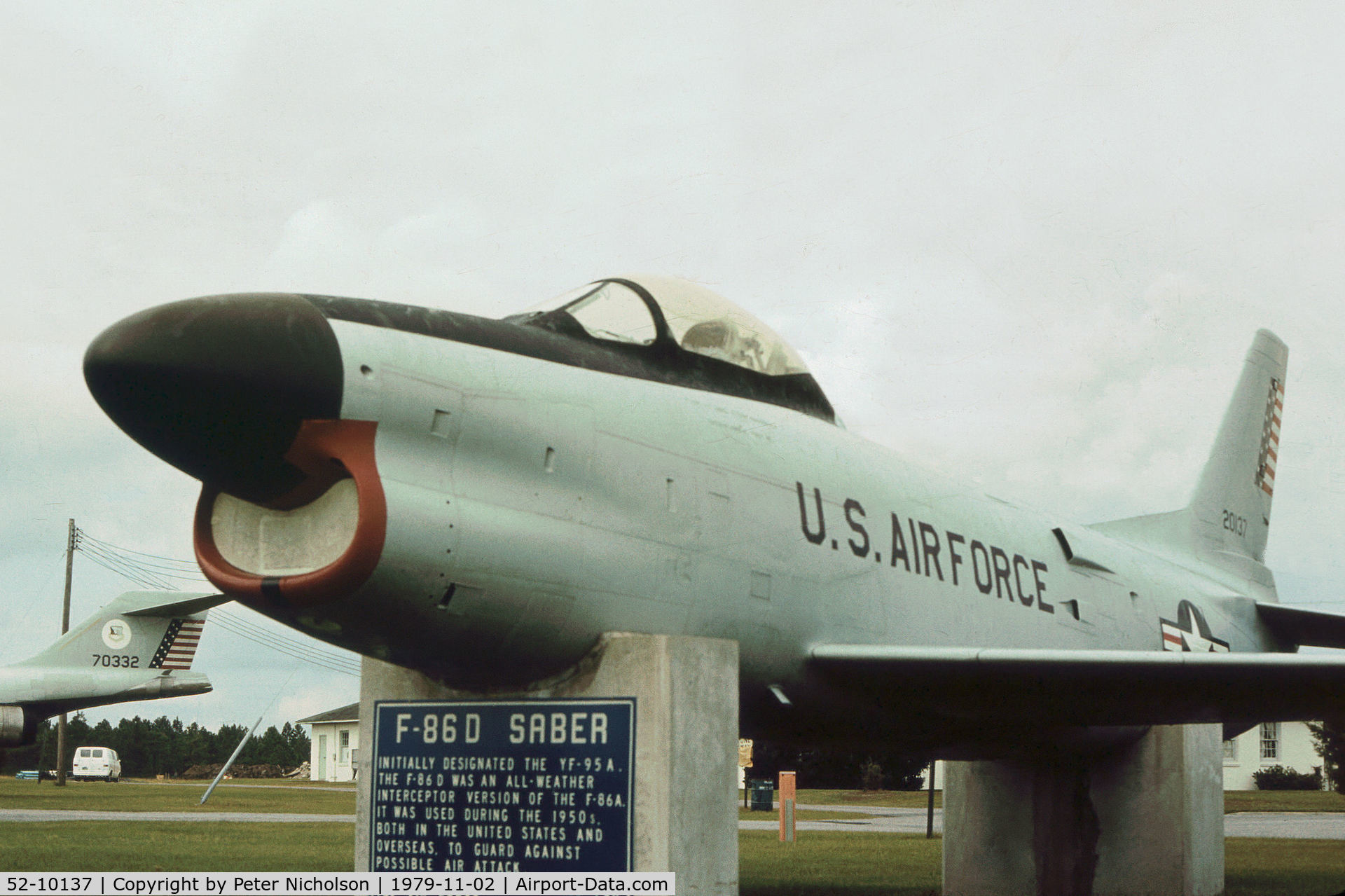 52-10137, 1952 North American F-86D Sabre C/N 190-762, F-86D Sabre on display at the Tyndall Air Park in Panama City, Florida in November 1979.
