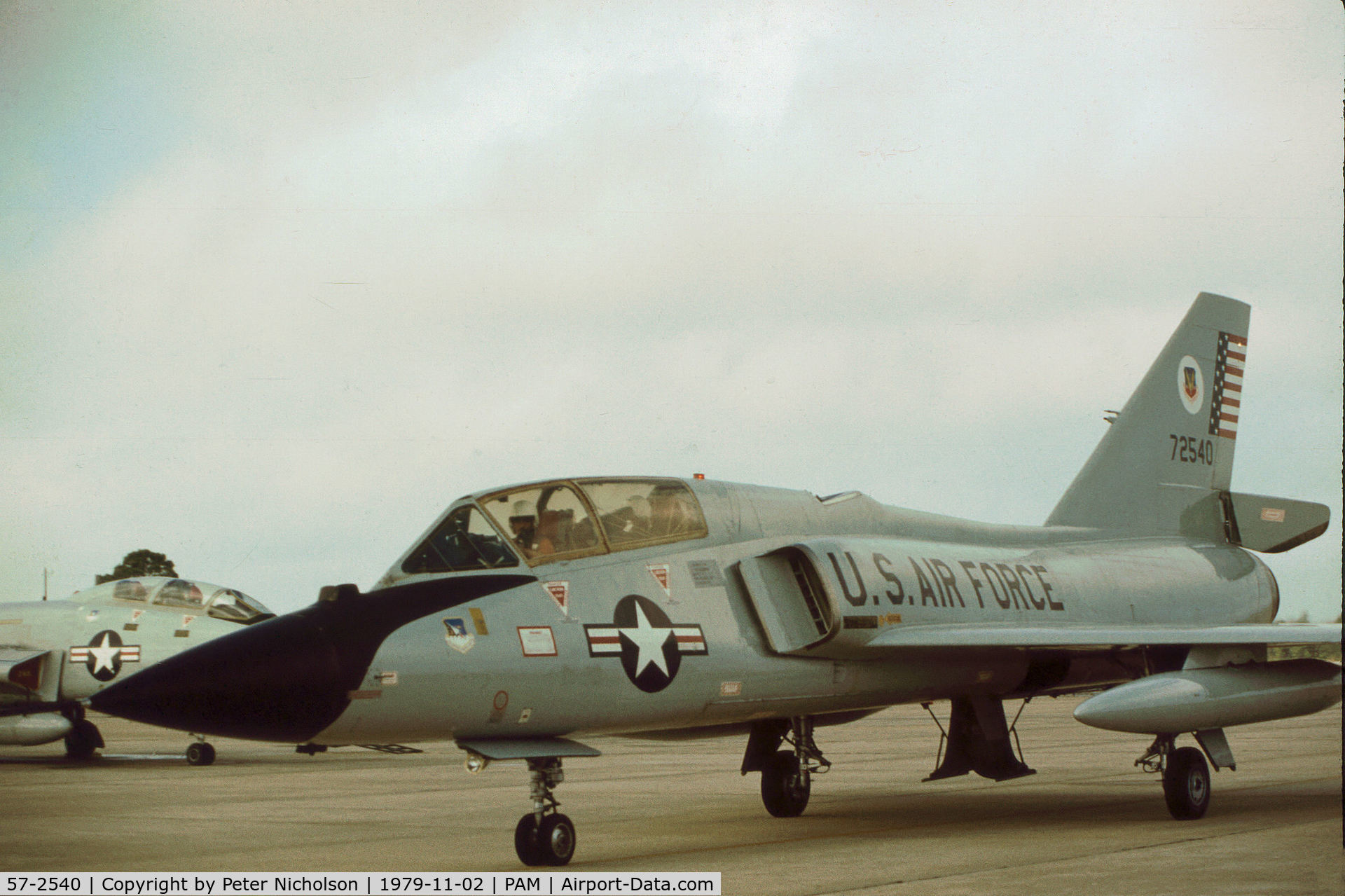 57-2540, 1957 Convair F-106B Delta Dart C/N 8-27-34, F-106B Delta Dart of the 96th Fighter Interceptor Training Squadron at Tyndall AFB in November 1979.